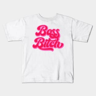 Boss Bitch Pink Aesthetic Kids T-Shirt